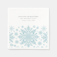 40th Birthday Party Blue White Snowflake Winter