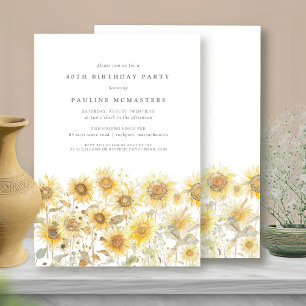 40th Birthday Party Boho Summer Sunflower Garden Invitation