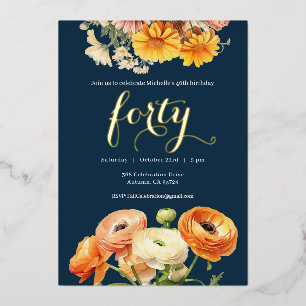 40th Birthday Party Botanical Orange Flowers