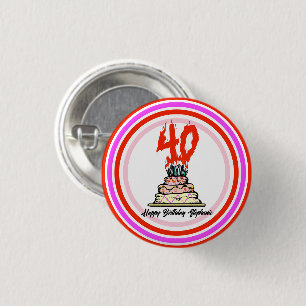 40th Birthday Party - Cake on Fire 3 Cm Round Badge