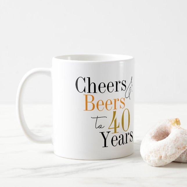 40th Birthday Party Cheers Beer Minimal Coffee Mug (With Donut)