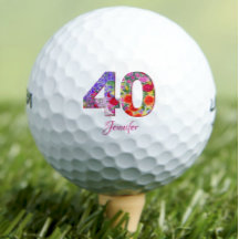 40th birthday party chic flowers number golf balls