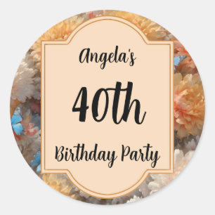 40th Birthday Party Classic Round Sticker