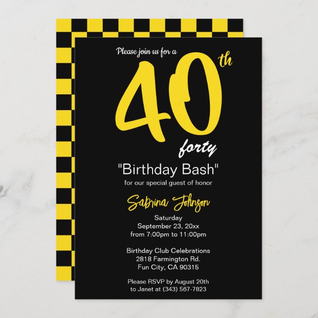 40th Birthday Party  | Customise Invitation (Front/Back)