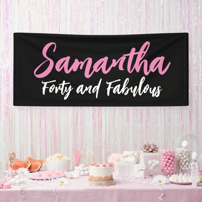 40th Birthday Party Decor, Aesthetic Birthday Banner (Party)