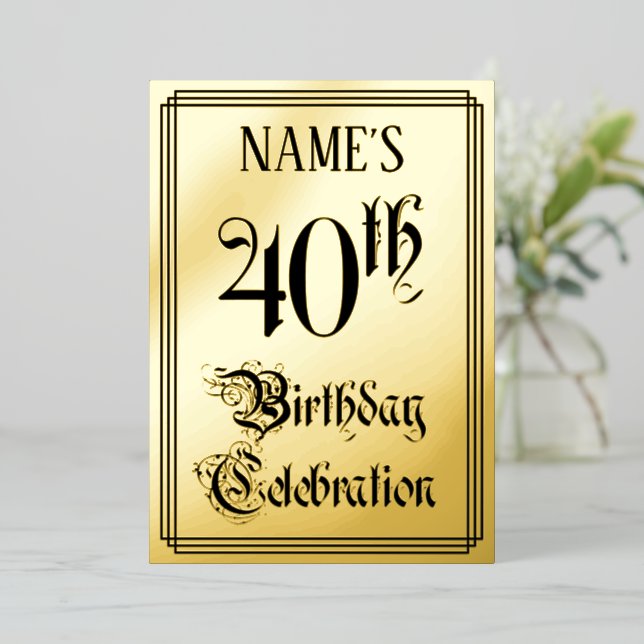 40th Birthday Party — Elegant Script + Custom Name (Standing Front)