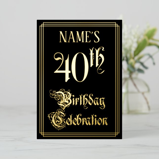 40th Birthday Party — Fancy Script & Custom Name (Standing Front)