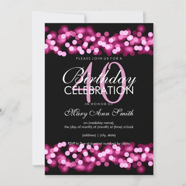 40th Birthday Party Faux Pink Hollywood Glam Invitation (Front)