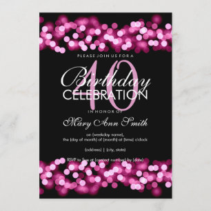 40th Birthday Party Faux Pink Hollywood Glam Invitation