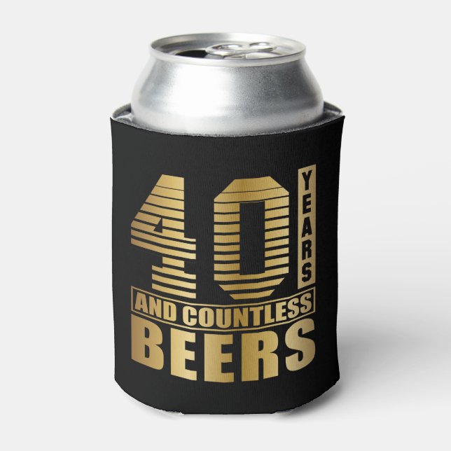 40th Birthday Party Favour Back and Gold Can Cooler (Can Front)