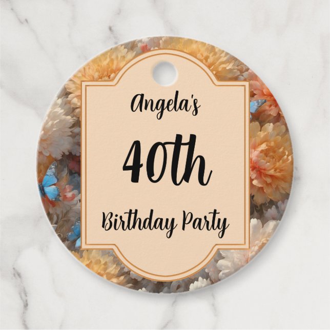 40th Birthday Party Favour Tags (Front)