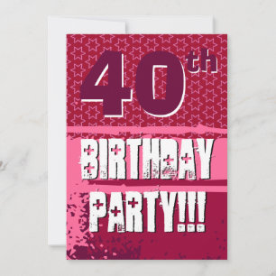 40th Birthday Party Fun Pink Paint Splatter R631 Invitation