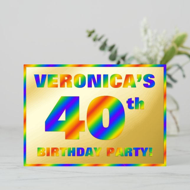 40th Birthday Party — Fun, Rainbow Spectrum “40” (Standing Front)