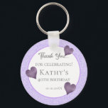 40th Birthday Party Gift Purple Hearts Keychain<br><div class="desc">40th Birthday Party Gift Purple Hearts</div>