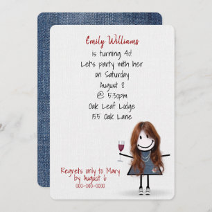 40th Birthday Party Girl in Sneakers with Wine Invitation