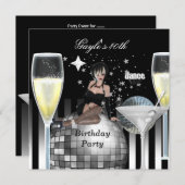 40th Birthday Party Girls Night Out Champagne Invitation (Front/Back)