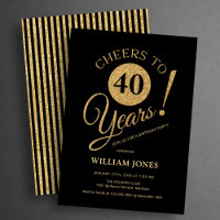 40th Birthday Party Gold Black