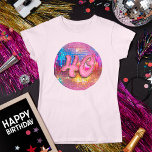 40th Birthday Party Gold Pink Glitter Disco Ball T-Shirt<br><div class="desc">Do you love the 80s dancing disco ball? The 70s disco ball? Look at our 40th Birthday Party Gold Pink Glitter Disco Ball T-Shirt! Celebrate in style with our vibrant birthday disco ball t-shirt featuring a colourful gold mirror disco ball and dazzling typography with a digital glitter and gold effect....</div>
