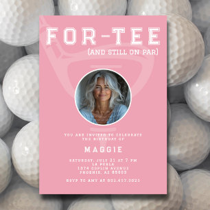 40th Birthday Party Golf Club Photo Pink Modern Invitation