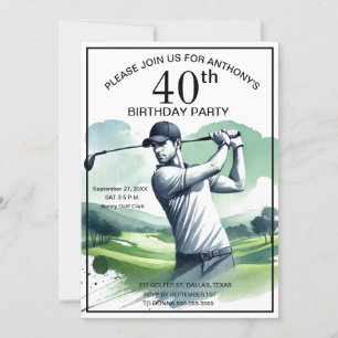 40th Birthday Party Golfer Sports Par Adult Golf Invitation
