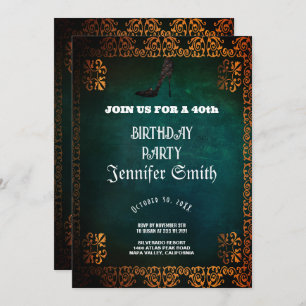 40th Birthday Party Gothic Red Invitation
