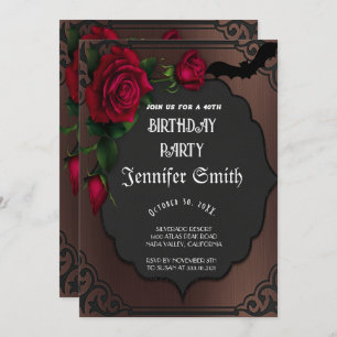 40th Birthday Party Gothic Red Invitation
