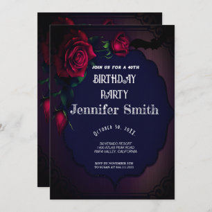 40th Birthday Party Gothic Red Invitation