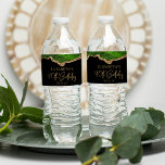 40th Birthday Party Green Gold Agate  Water Bottle Label<br><div class="desc">These chic 40th birthday water bottle labels feature a watercolor image of an agate geode in shades of green with faux gold glitter highlights. The words "40th Birthday" appear in faux gold glitter in a decorative modern handwriting font. Customise it with the name of the guest of honour and the...</div>