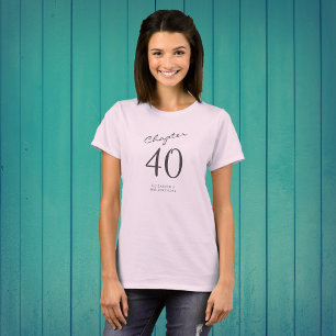 40th Birthday Party Grey Script Pink T-Shirt