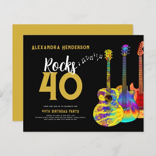 40th birthday party Guitar Rocks 40 (Front/Back)