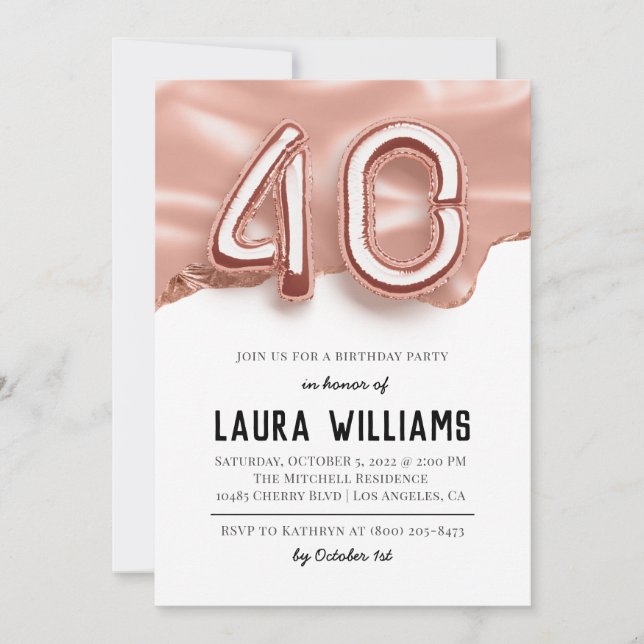 40th Birthday Party Invitation (Front)