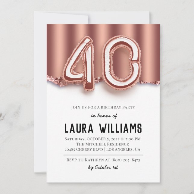 40th Birthday Party Invitation (Front)