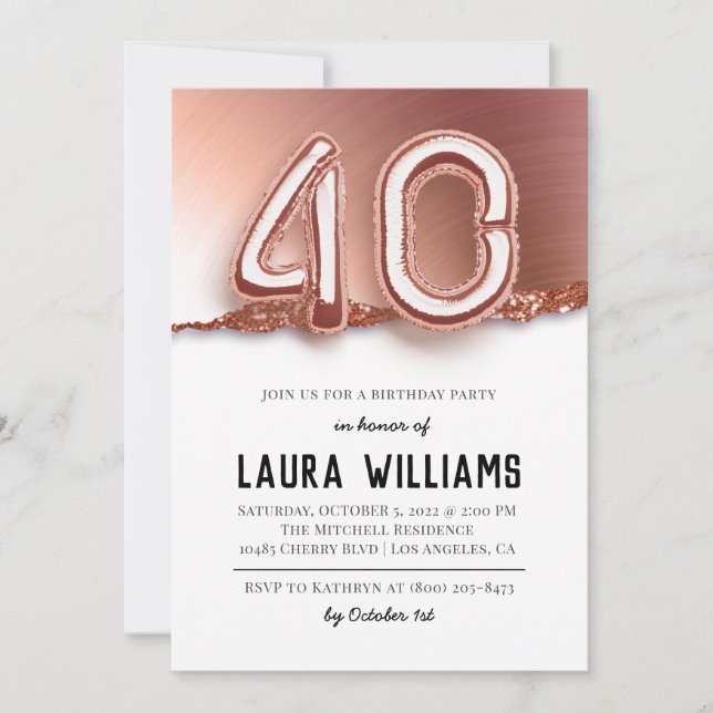 40th Birthday Party Invitation (Front)