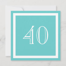 40th Birthday Party Invitation - Aqua