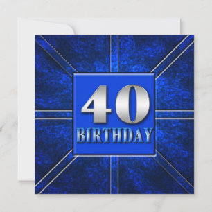 40TH BIRTHDAY PARTY INVITATION - BLUE/SILVER