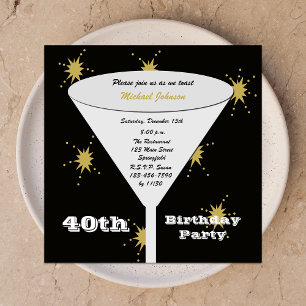 40th Birthday Party Invitation Gold 40th Toast
