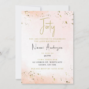40th Birthday Party Invitation Pink