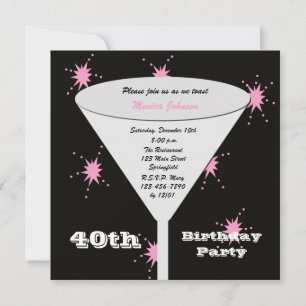 40th Birthday Party Invitation Pink 40th Toast