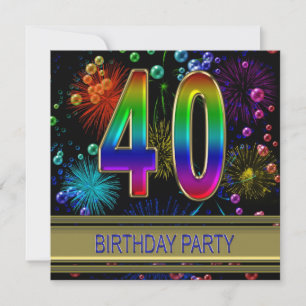 40th Birthday party Invitation with bubbles