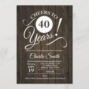 40th Birthday Party Invitation with Wood Pattern