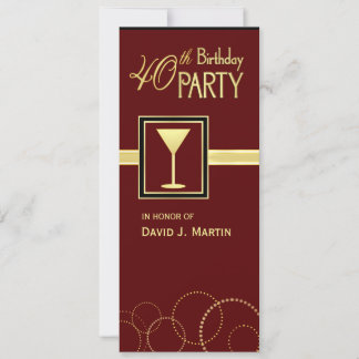 40th Birthday Party Invitations - Burgundy & Gold