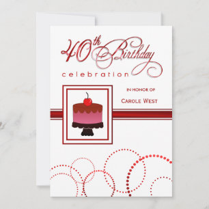 40th Birthday Party Invitations - Custom Cake-2