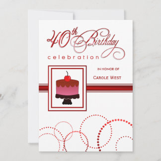40th Birthday Party Invitations - Custom Cake-2