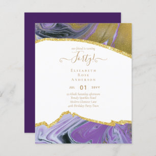 40th Birthday Party Invitations Glitter Glamour