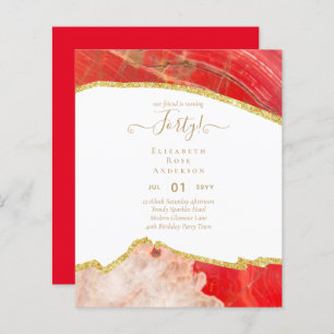 40th Birthday Party Invitations Glitter Glamour