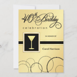 40th Birthday Party Invitations - Gold Monogram