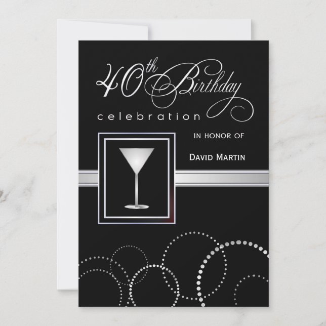 40th Birthday Party Invitations - with Monogram (Front)