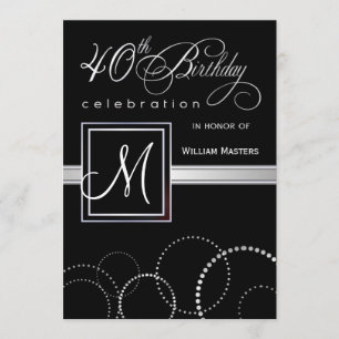 40th Birthday Party Invitations - with Monogram