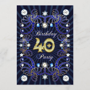 40th birthday party invite with masses of jewels