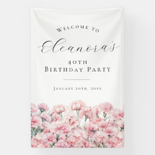 40th Birthday Party January Birth Flower Welcome Banner